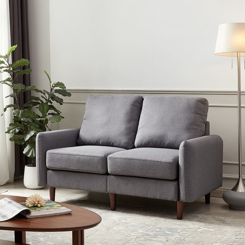 Loft Gray 56" Round Arm Modular Loveseat By Homeroots