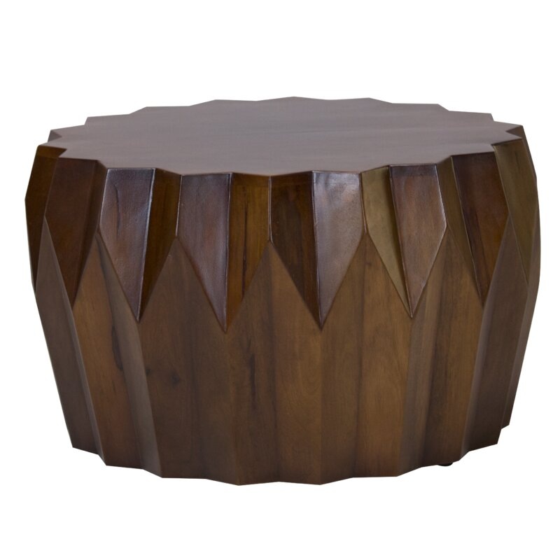 Mango Round Modern Scallop Solid Wood Coffee Table By Homeroots