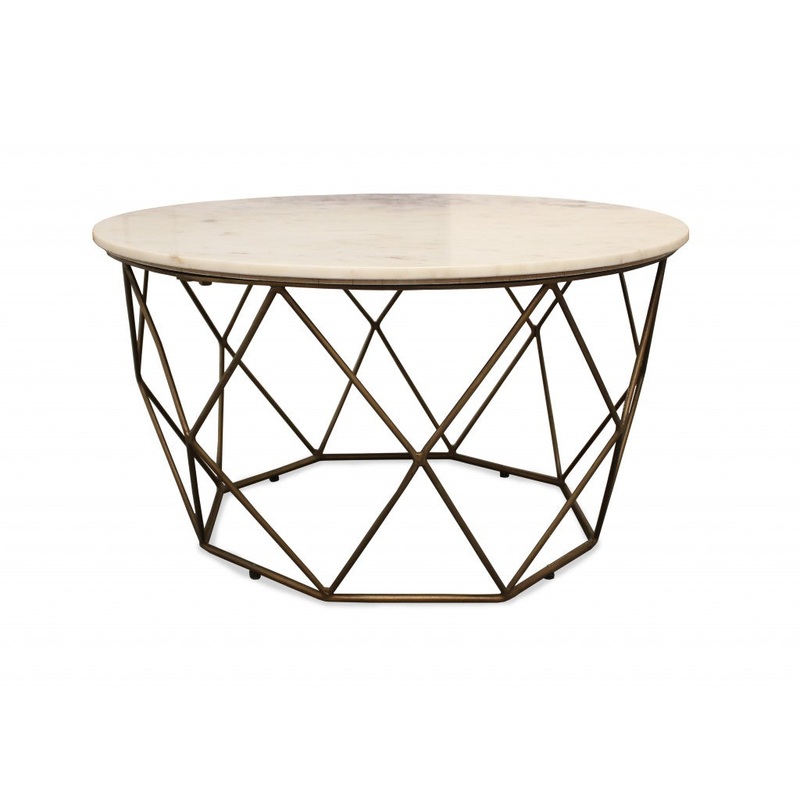 Round Mable and Iron Geometric Coffee Table By Homeroots