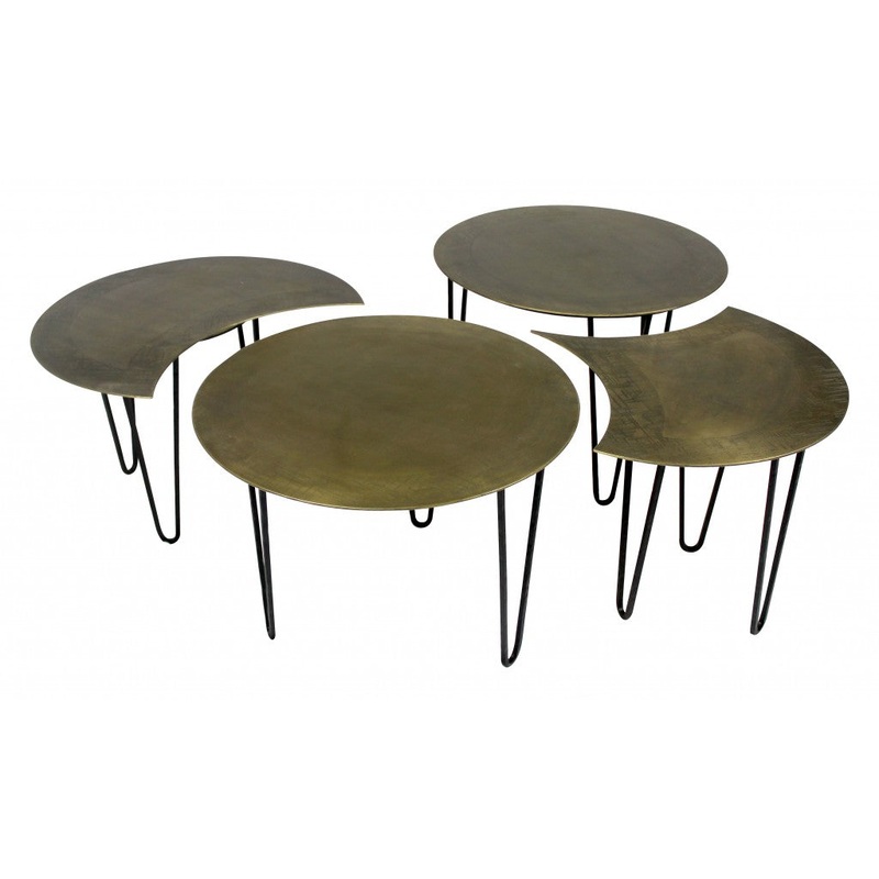 Set of Four Bohemian Gold Cocktail Table Set By Homeroots