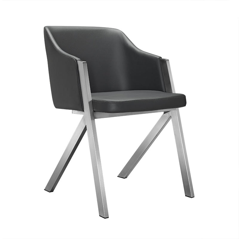 Two 29' Grey Leatherette And Steel Dining Chairs By Homeroots