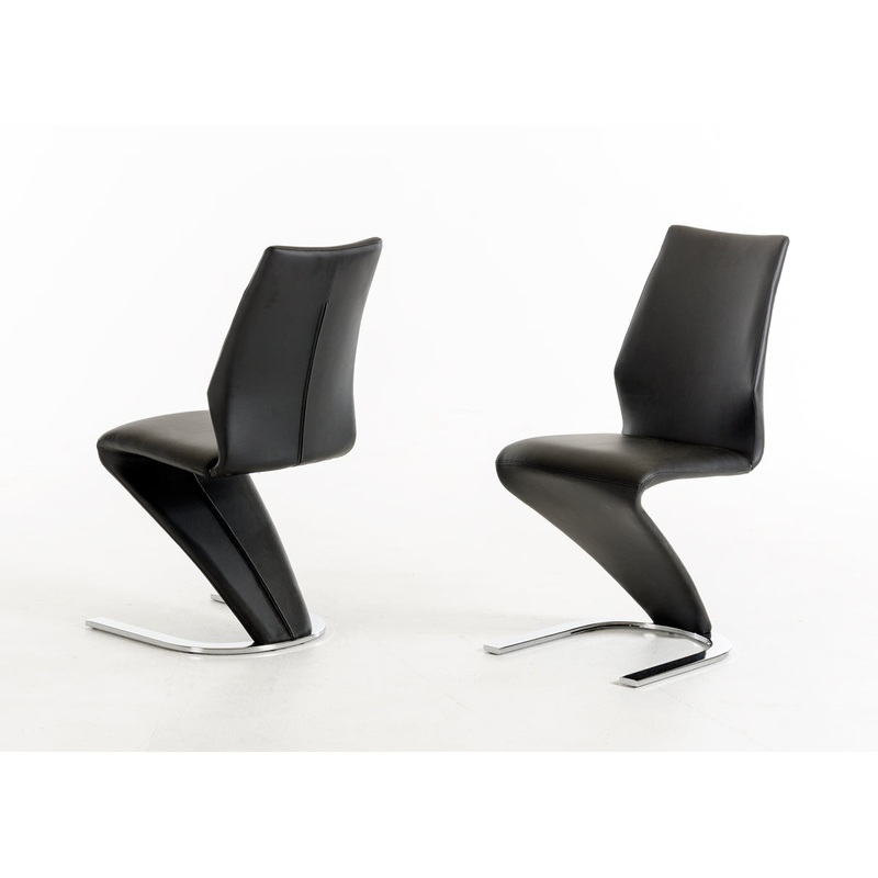 Two 37' Black Leatherette And Steel Dining Chairs By Homeroots