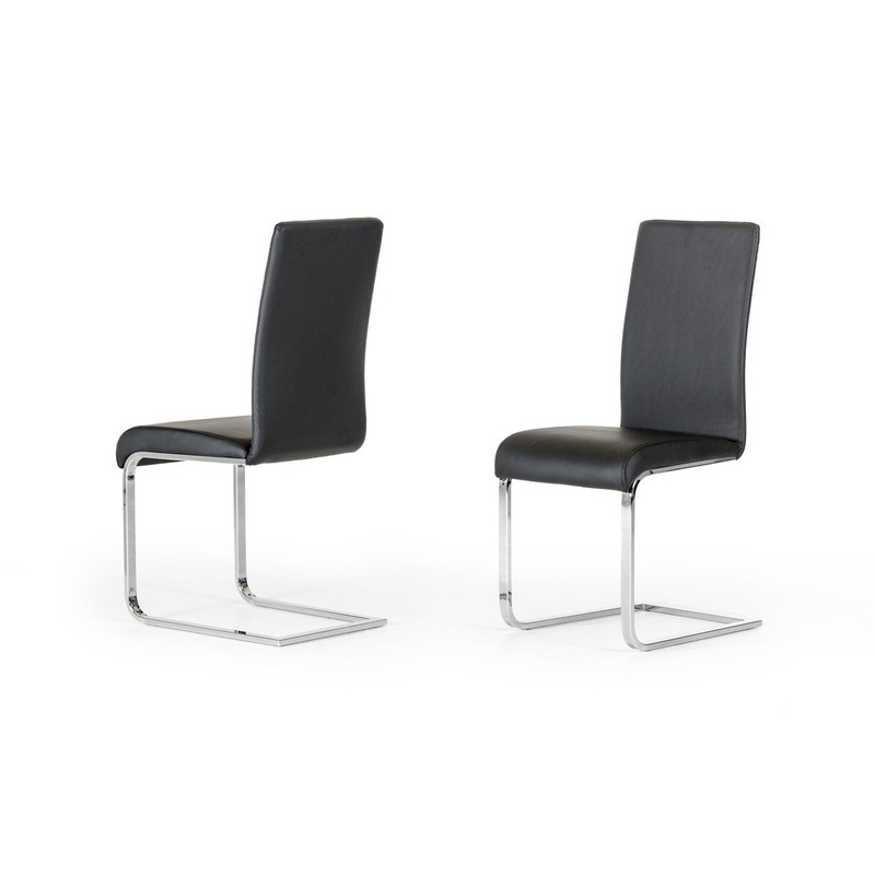 Two 38' Black Leatherette And Metal Dining Chairs By Homeroots