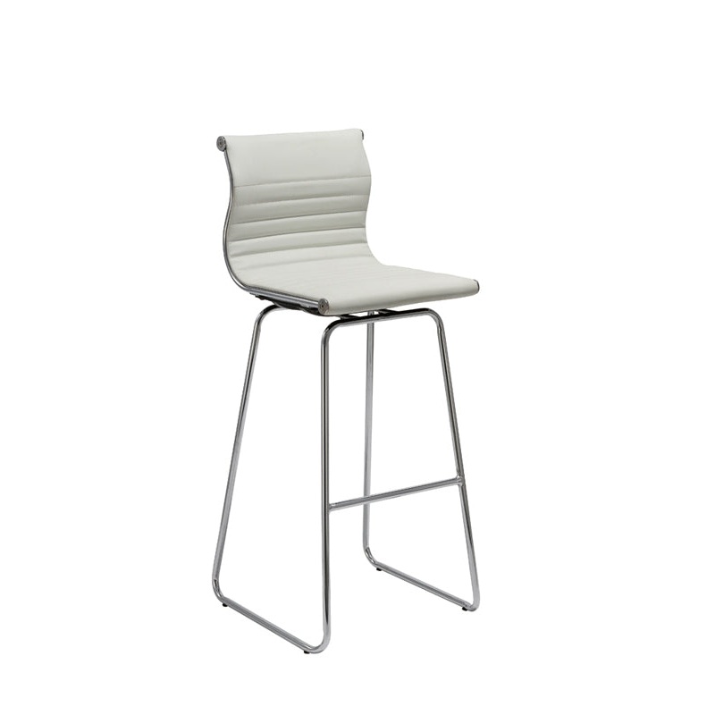 Two 41' White Leatherette And Steel Bar Stools By Homeroots