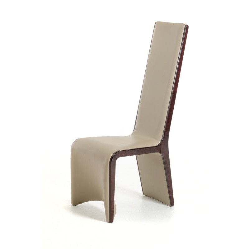 Two 47' Ebony Wood And Taupe Leatherette Dining Chairs By Homeroots