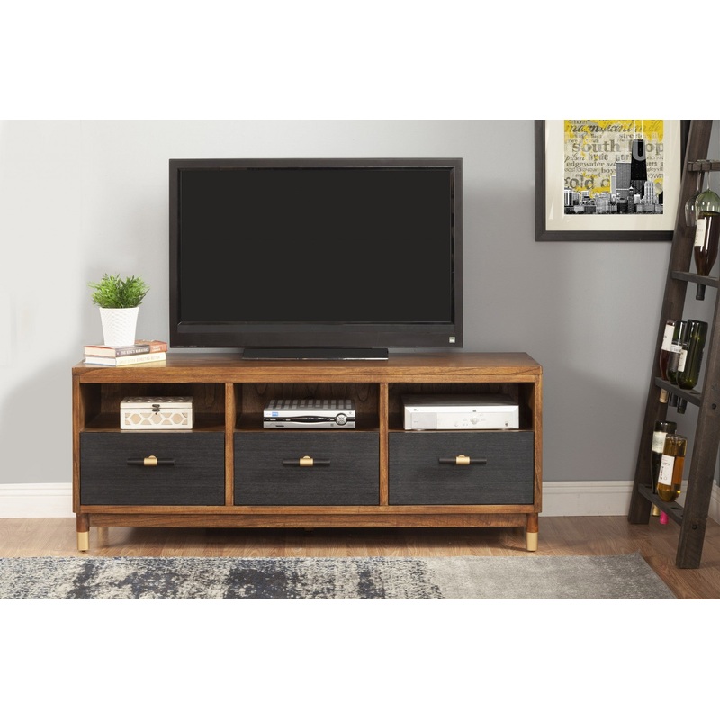 Walnut and Black Mid Century Modern TV Console By Homeroots
