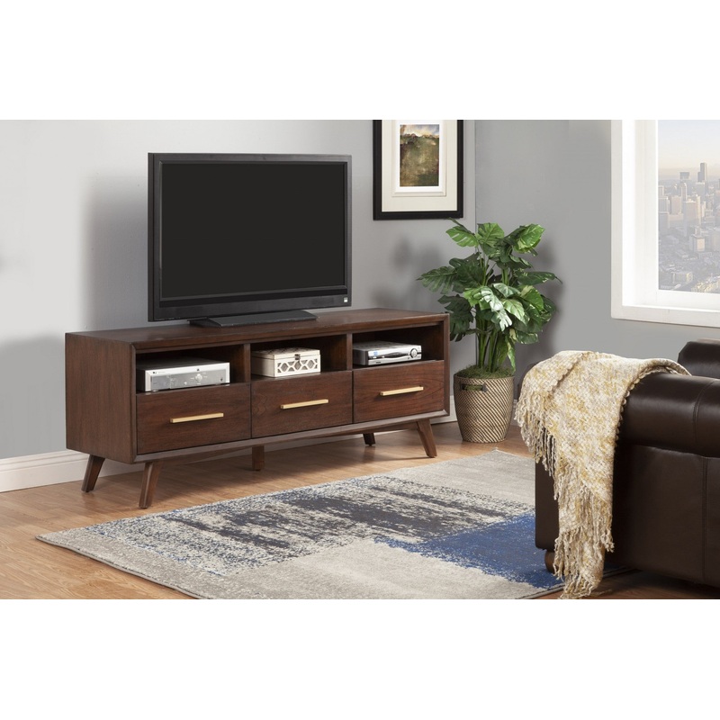 Walnut and Gold Mid Century Modern TV Console By Homeroots