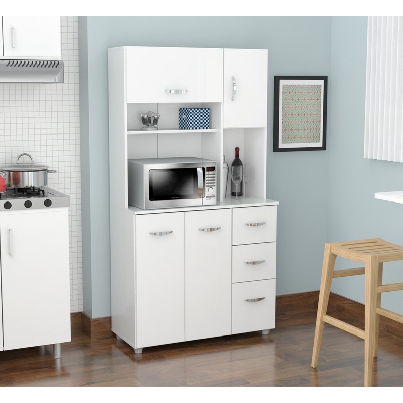 White Finish Wood Kitchen Storage Cabinet By Homeroots