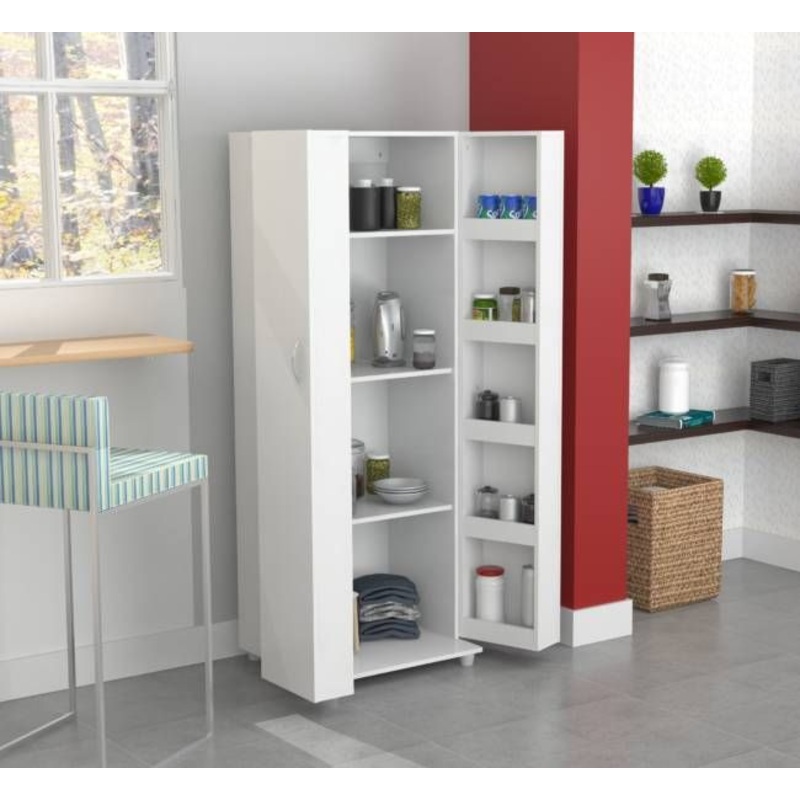 White Finish Wood Storage Cabinet With Two Doors By Homeroots