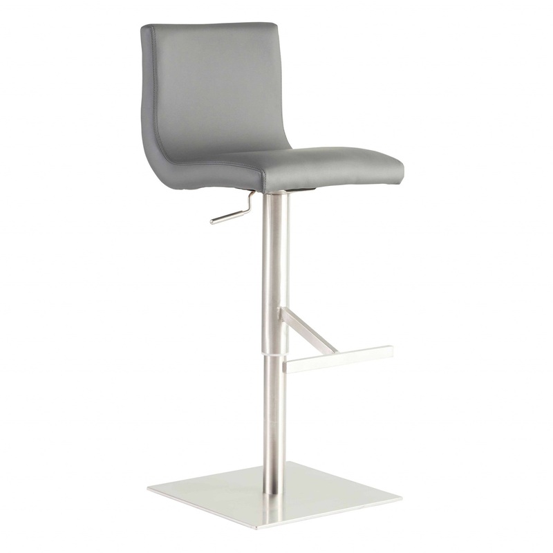 Adjustable Gray Faux Leather Aluminum Stool By Homeroots