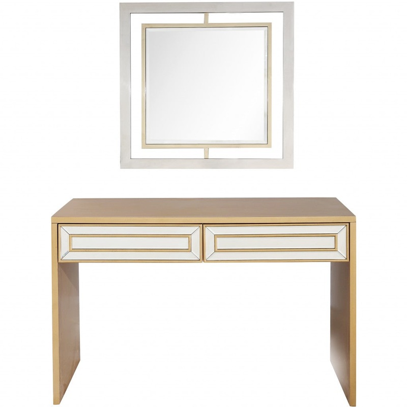 Antiqued Gold Finish Mirror and Console Table By Homeroots - 396841