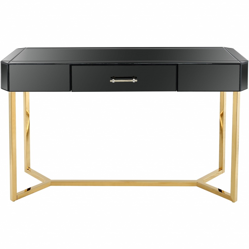 Black and Gold Console Table By Homeroots