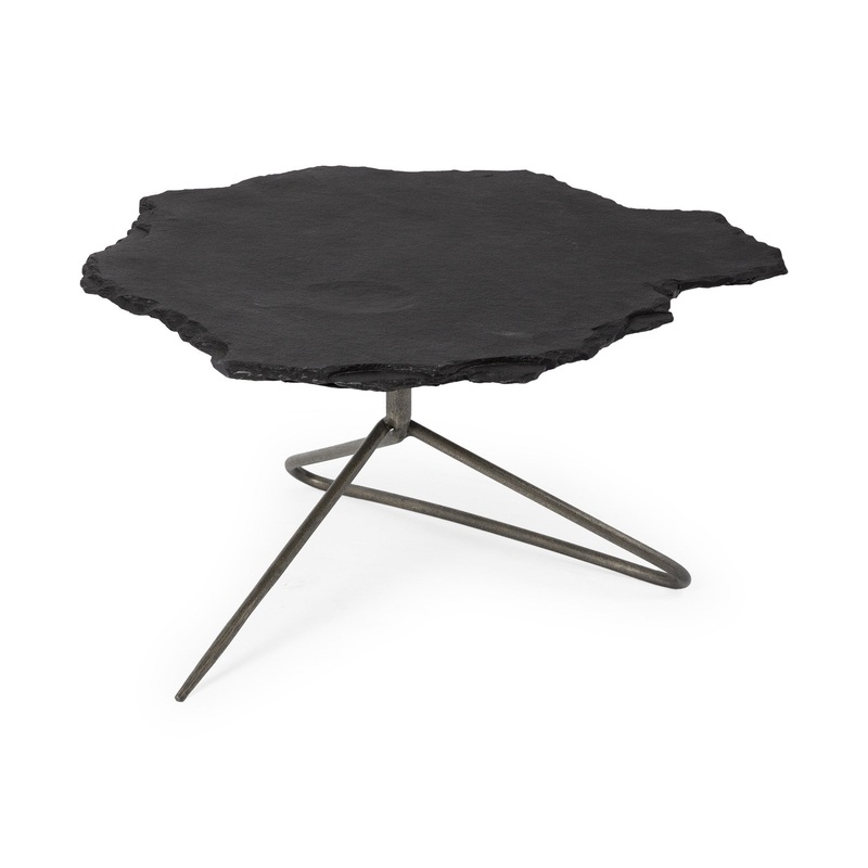 Black Slate Iron Framed Coffee Table By Homeroots