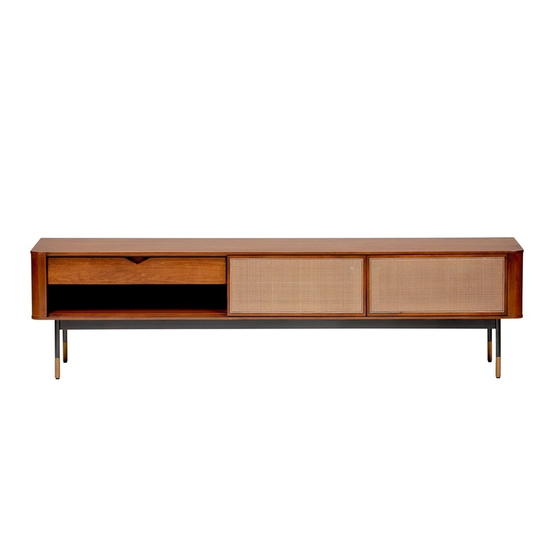 Brown Wood and Wicker Media Stand By Homeroots