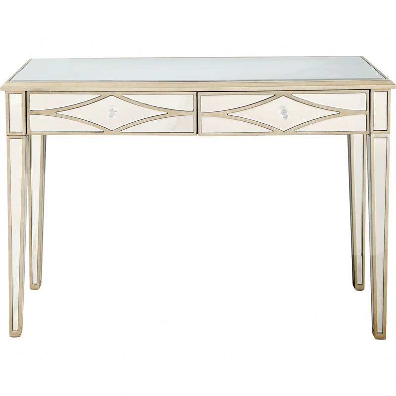 Champagne Finish Console Mirror Table By Homeroots