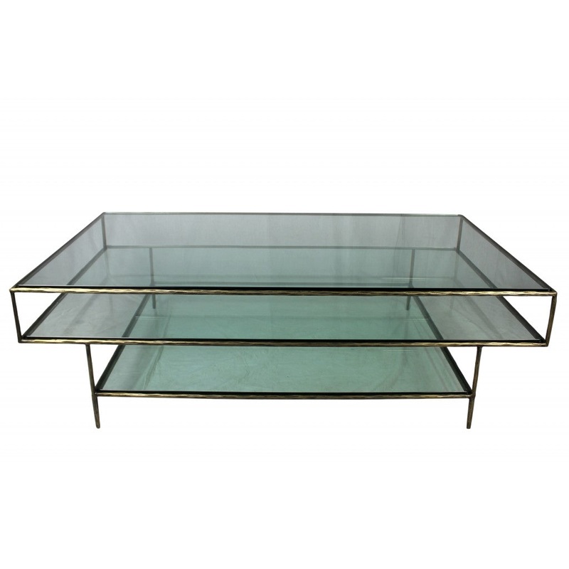 Clear Glass Triple Layered Coffee Table By Homeroots