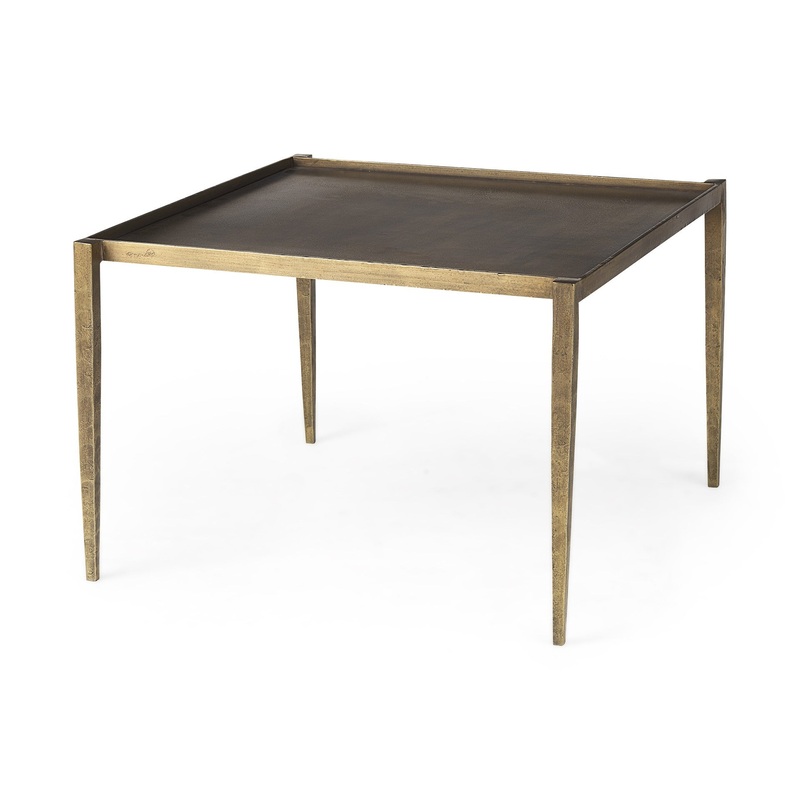 Dark Brown and Antiqued Gold Coffee Table By Homeroots
