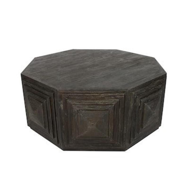Deep Brown Octagonal Coffee Table By Homeroots