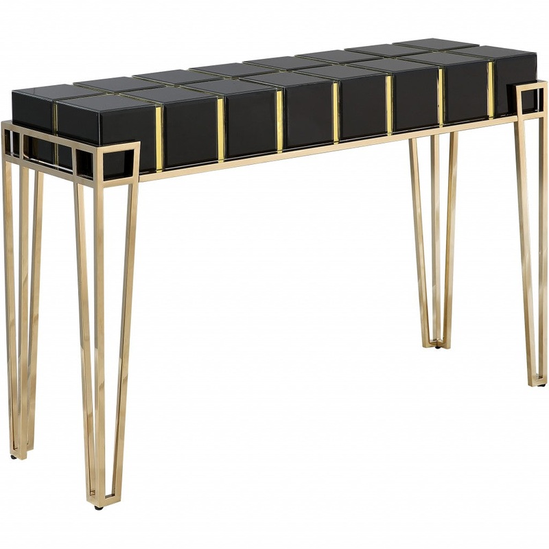 Gold and Black Sqaured Console Table By Homeroots