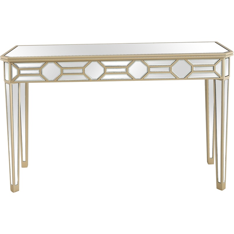 Gold Trimmed Mirrored Console Table By Homeroots