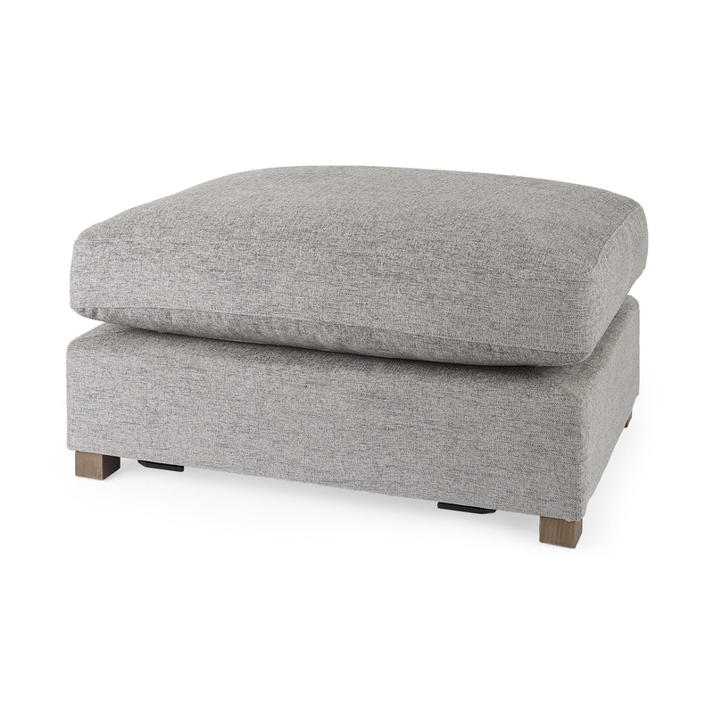 Gray Fabric Covered Half Ottoman By Homeroots