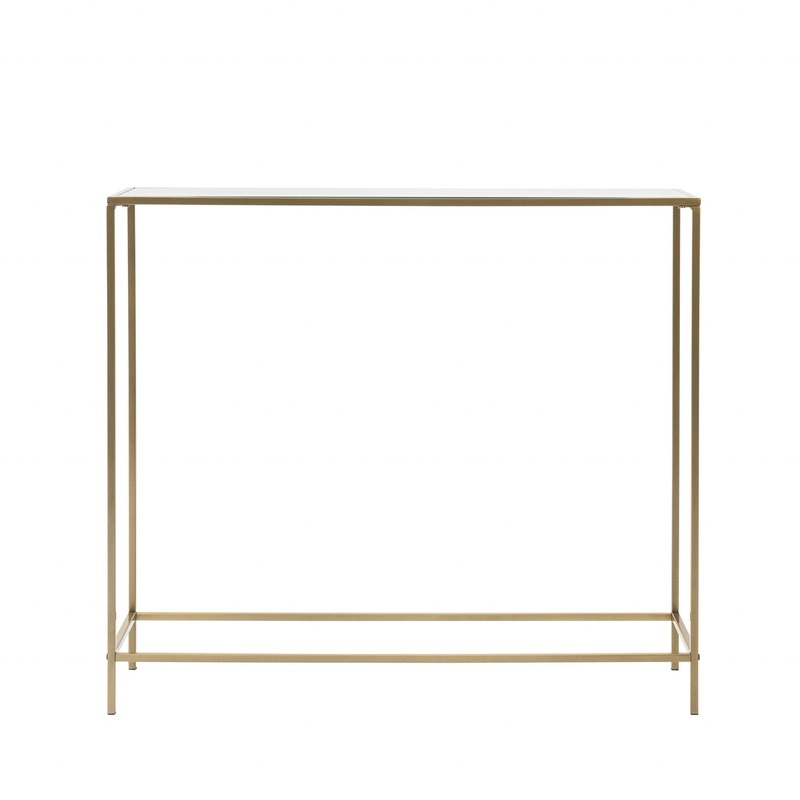 Minimalist Clear Glass and Gold Console Table By Homeroots