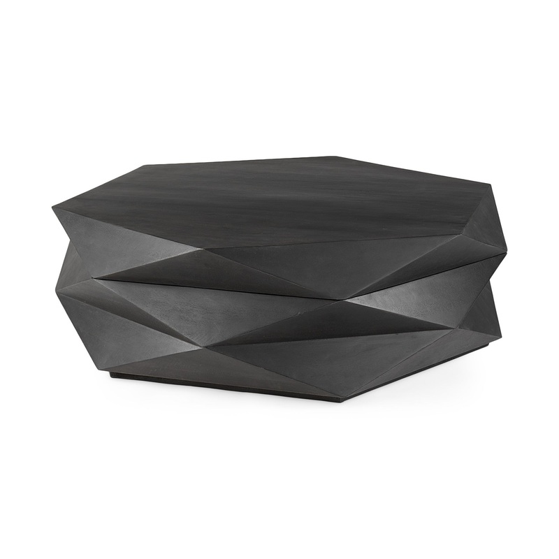 Mod Geometric Black Solid Wood Coffee Table By Homeroots