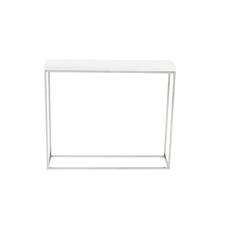 Modern White Gloss and Chrome Console Table By Homeroots