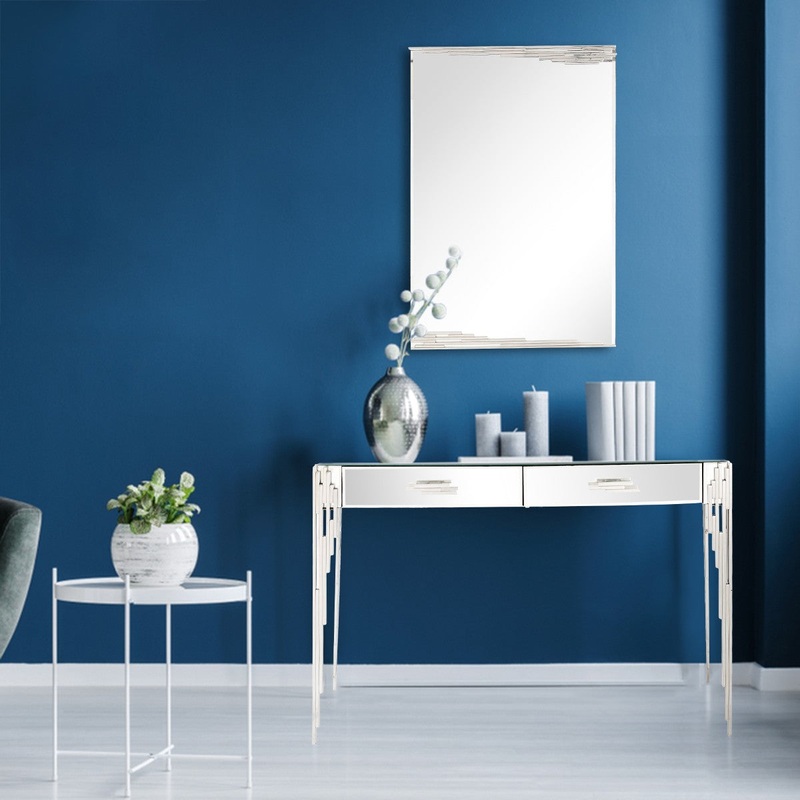 Rectangular Striped Falling Mirror and Console Table By Homeroots