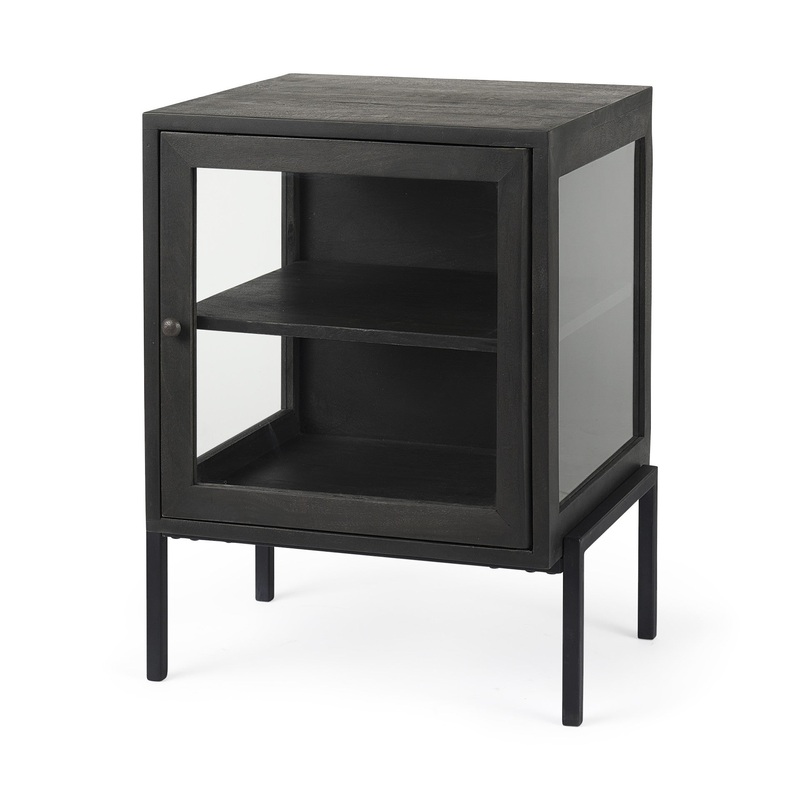 Rustic Black on Black Shadowbox Cabinet By Homeroots