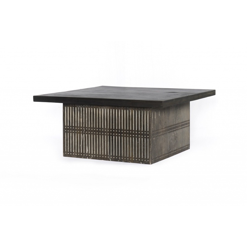 Rustic Brown Carved Wood Storage Coffee Table By Homeroots