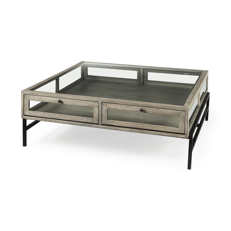 Rustic Gray Brown Shadowbox Coffee Table By Homeroots