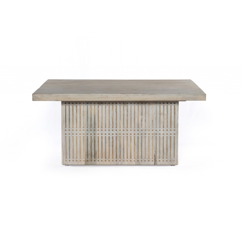 Rustic Graywash Carved Wood Storage Coffee Table By Homeroots