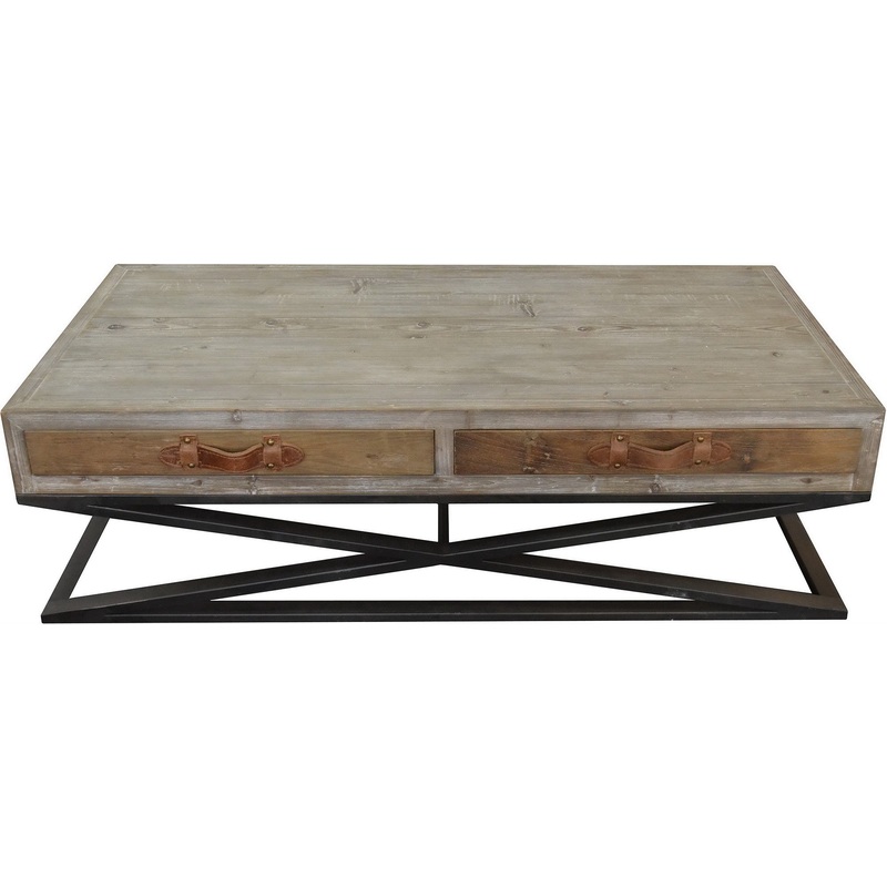 Rustic Handcrafted Natural Wood and Iron Coffee Table By Homeroots