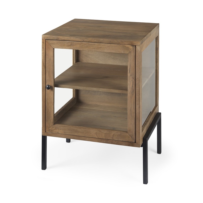 Rustic Honey Brown and Black Shadowbox Cabinet By Homeroots