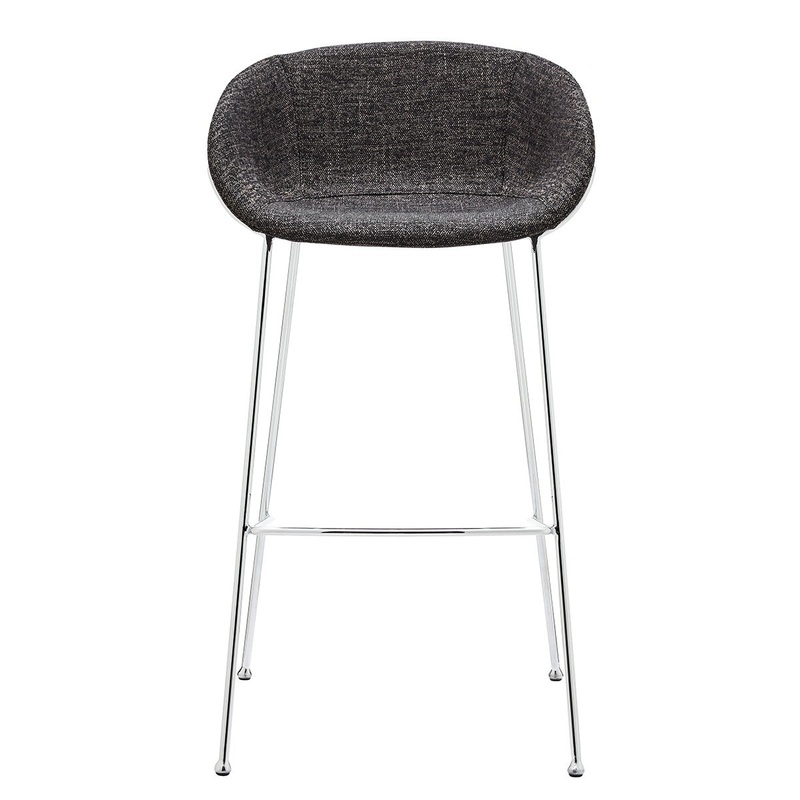 Set of Two Black and Chrome Scoop Bar Stools By Homeroots