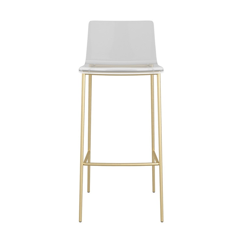 Set of Two Contemporary Acrylic and Gold Bar Stools By Homeroots