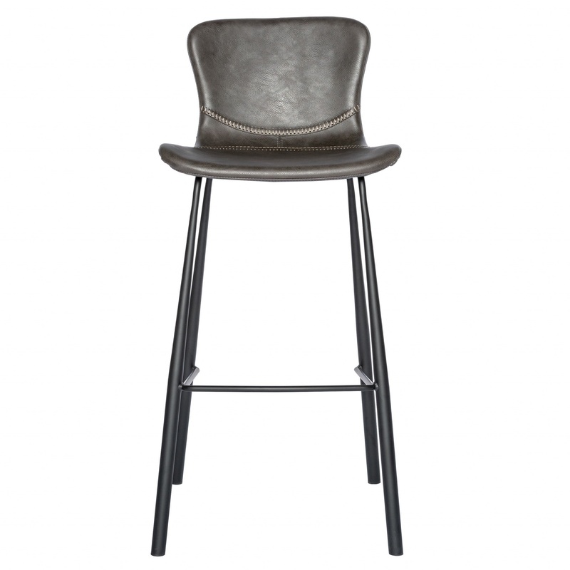 Set of Two Vintage Stitch Gray Bar Stools By Homeroots
