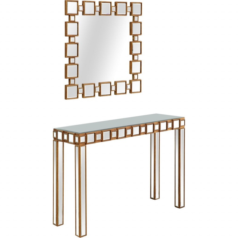 Square Reflective Mirror and Console Table By Homeroots