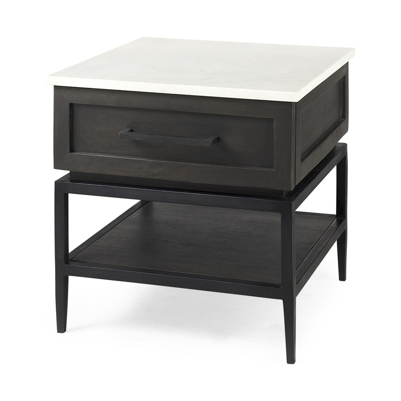 Updated Rustic Dark and Light Marble Top Cabinet By Homeroots