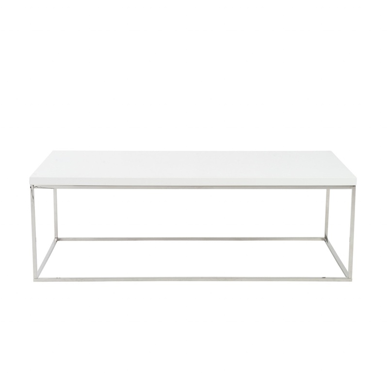 White and Chrome High Gloss Coffee Table By Homeroots