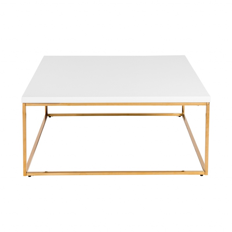 White and Gold Square Coffee Table By Homeroots