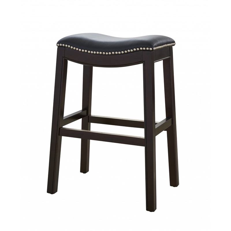25" Espresso and Black Saddle Style Counter Height Bar Stool By Homeroots