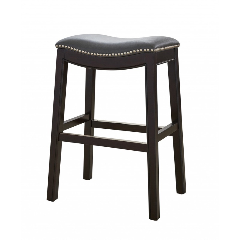25" Espresso and Gray Saddle Style Counter Height Bar Stool By Homeroots