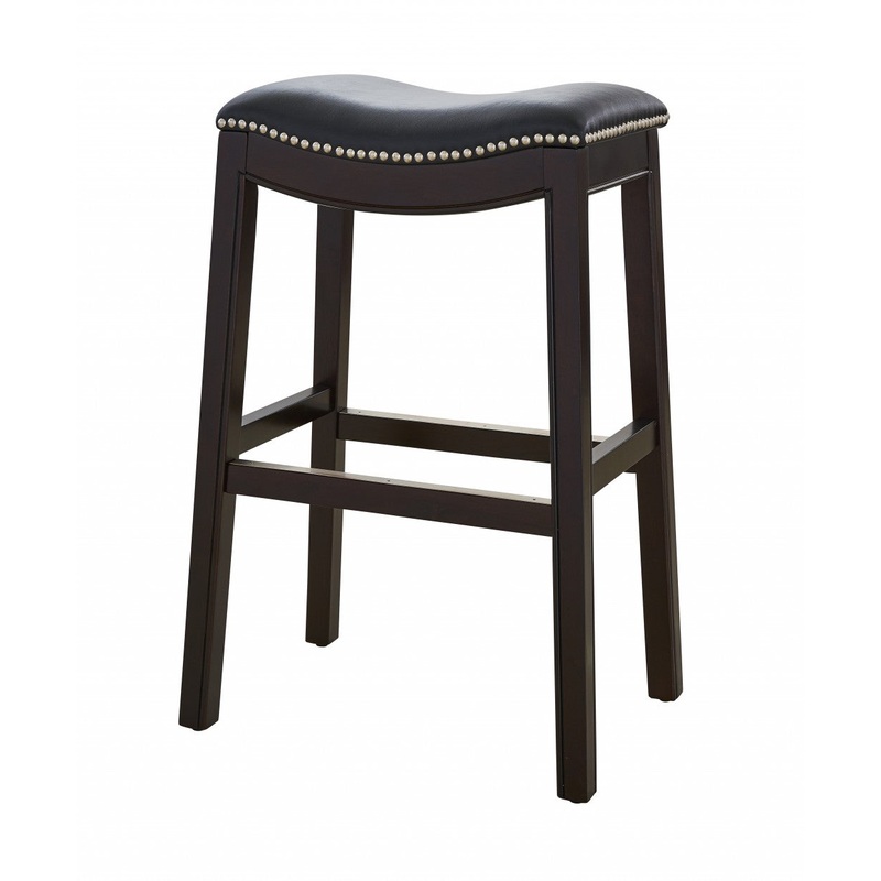 30" Espresso and Black Saddle Style Counter Height Bar Stool By Homeroots