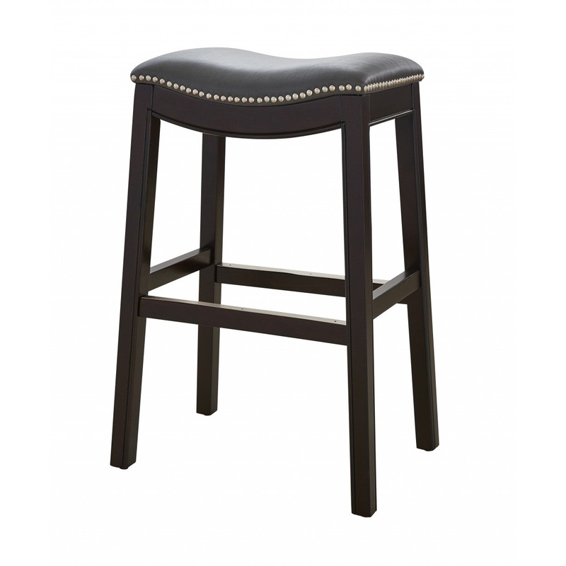 30" Espresso and Gray Saddle Style Counter Height Bar Stool By Homeroots