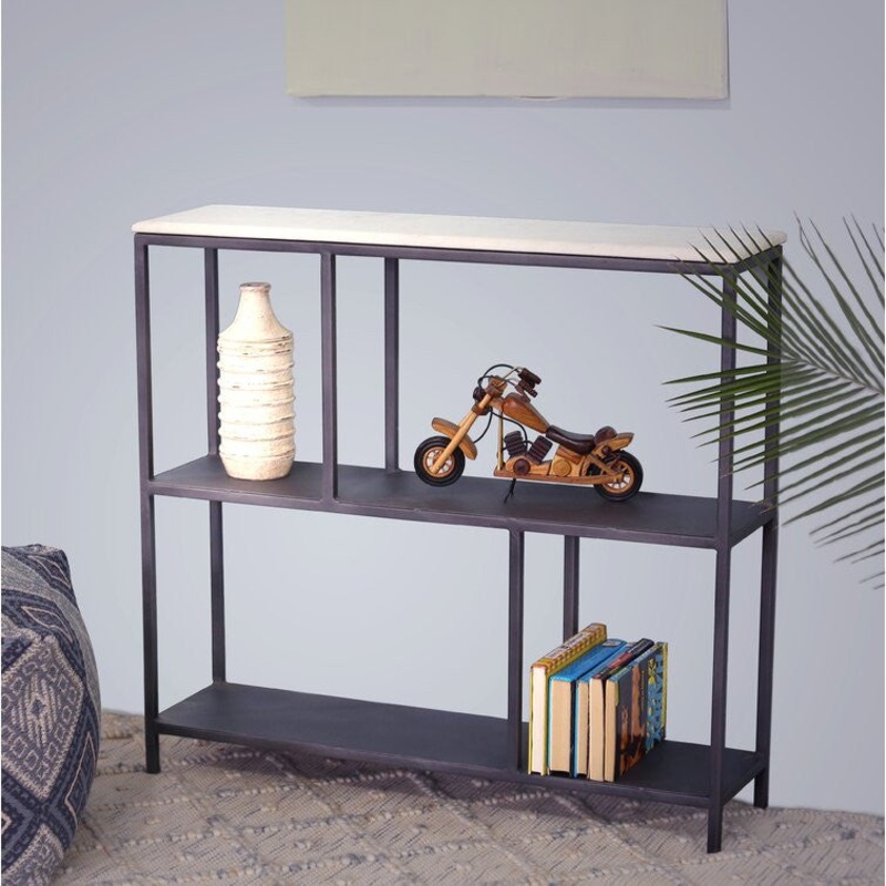 Black and White Marble Bookshelf By Homeroots