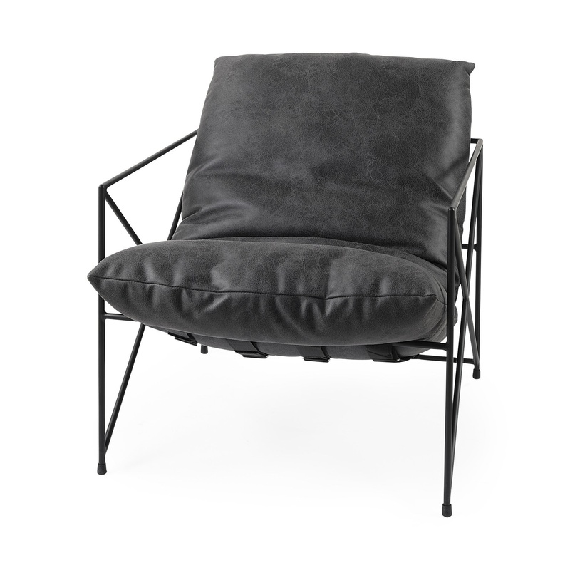 Black Faux Leather Contemporary Metal Chair By Homeroots