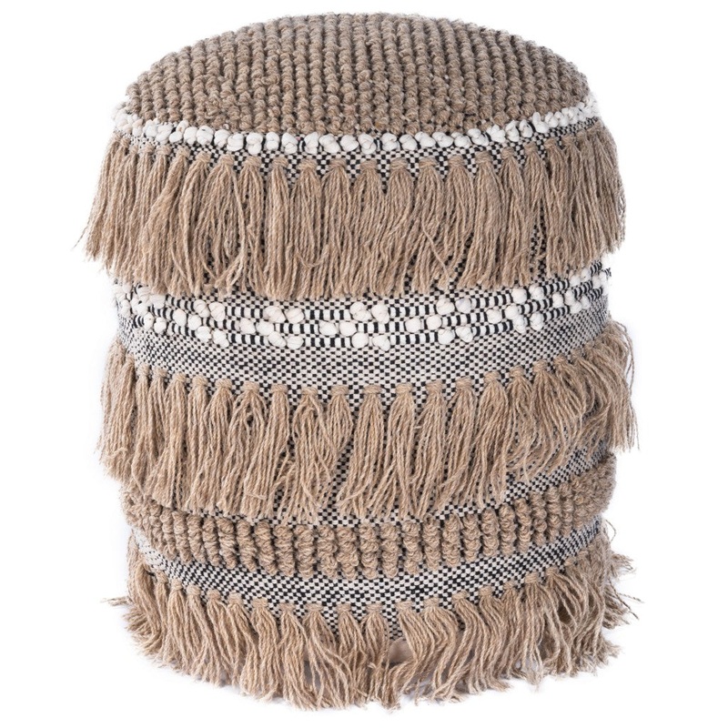 Boho Bullet Tassel Pouf Ottoman By Homeroots