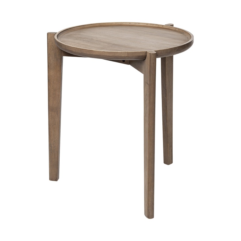 Brown Wood Round Top Accent Table with Three-legged Base By Homeroots